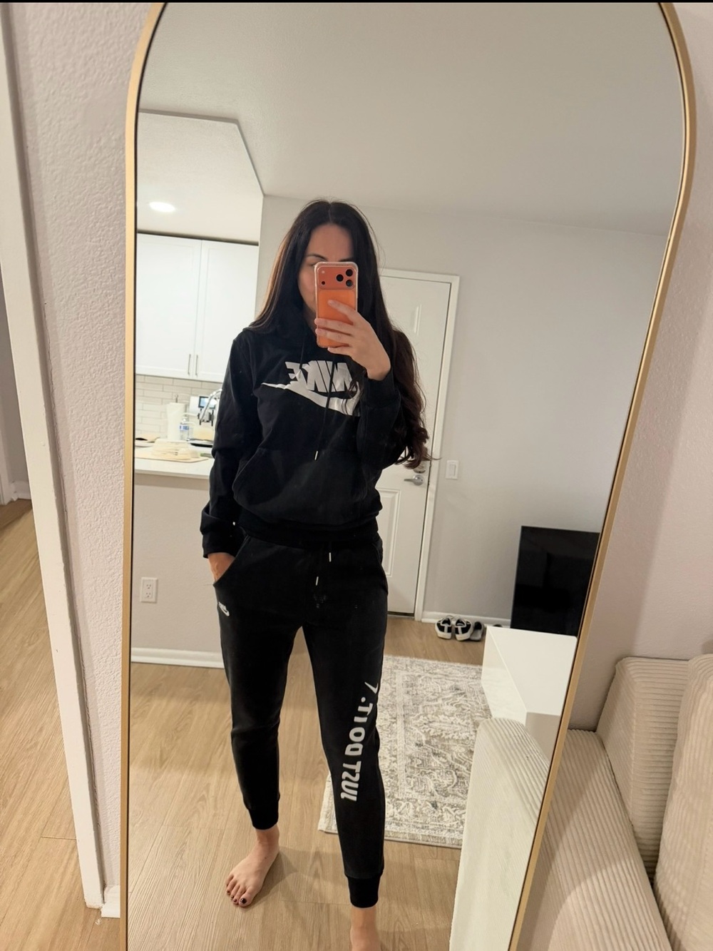 Nike Black Hoodie and Joggers Set with White Swoosh